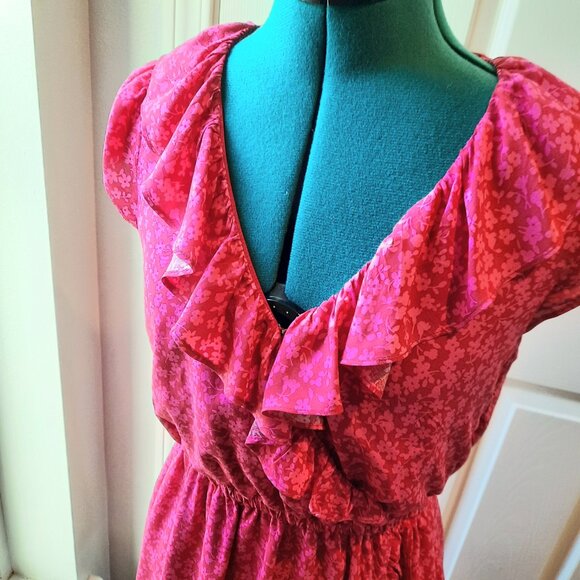 NEW J. Crew Clarice Briar Red Floral Ruffled Dress, Size S - Picture 6 of 8